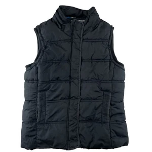 Aeropostale Puffer Vest Womens M Black Full Zip Snap Buttons Hiking Outdoors - Picture 1 of 13