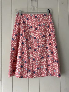 Boden A Line 100% Cotton Pink Cherry Skirt Size 8R Pretty Classic Floral - Picture 1 of 15