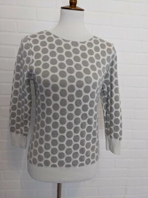 Nordstrom Halogen x Atlantic-Pacific Silver Gray White Shimmer Dot Sweater M - Image 1 of 4