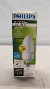 Phillips Energy Saver Candle E12 Base EL/MCan T2 120V - Picture 1 of 7