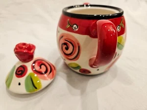 Mary Rose junge Keramik Teekanne - leuchtendes Rot & florales Design Sammlerstück selten - Bild 1 von 5