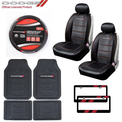 9 pc Dodge Car Truck Suv All Weather Floor Mats Seat Covers Steering Wheel Cover Foto 1 de 4