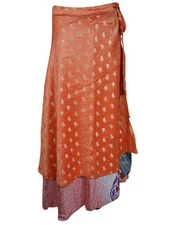 Long Skirt Orange Pink Reversible Boho valentine Gift Skirt For Women One Size