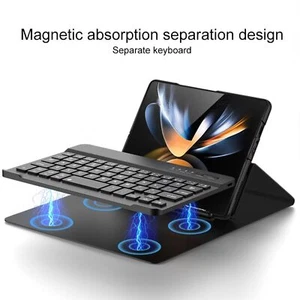 Bluetooth Wireless Keyboard Magnetic Leather Case For Samsung Galaxy Z Fold 3 4 - Picture 1 of 22