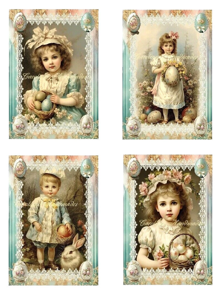 Vintage Victoriano Pascua Un JUEGO MULTI-TAMAÑO Bloques de Edredón de Tela de Algodón Foto 1 de 1