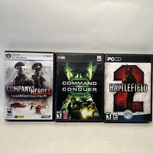 PC Game War Pack Bundle 3 Games Command Conquer 3 Battlefield 2 Company Of Heros - Picture 1 of 10