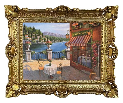 Beautiful Painting 56x46cm By. A.Saille Restaurant At Sea Antique Baroque Repr - Image 1 of 3