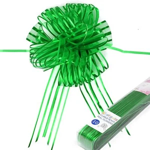 10PCS 7" Organza Pull Flower Bow 2" Wide Ribbon for Gift Wrapping Green - Picture 1 of 5