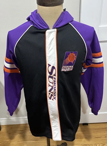 Vintage Phoenix Suns Hooded Warm Up Purple Basketball Jersey Shirt Youth Lg Cover
