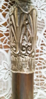 Canne de marche pommeau en argent début xxème long 86 cm - Photo 1/4