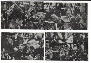 4 postales de cómic francés de la Segunda Guerra Mundial Charlie Chaplin de líder alemán estilo Hollywood - Imagen 1 de 2