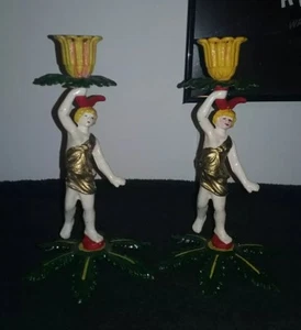 Iron Art LB 58 Painted Woman Candlestick Holders - Picture 1 of 7