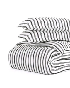 Ensemble housse de couette Ienjoy Premium 3 pièces gris rayé King/Cali King 112"x98" NEUF - Photo 1/8