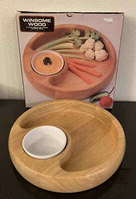 Chip & Dip Serving Tray Beechwood Winsome Wood 11.5” with Box - Image 1 of 4