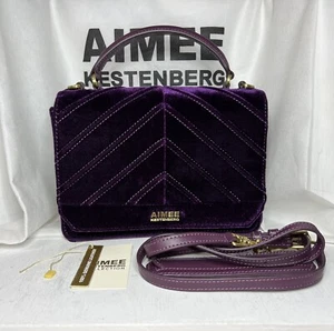 Aimee Kestenberg Mia Velvet Expandable Satchel Plum - Picture 1 of 10