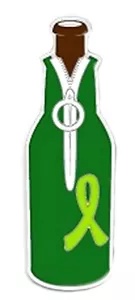Prendedor de solapa de distrofia muscular cinta verde lima botella de cerveza Tac Koozie Huggie nuevo - Imagen 1 de 5