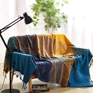 Bohemian Throw Blanket for Couch,Colorful Chenille Tassels Boho Woven Hippie ... - Picture 1 of 10