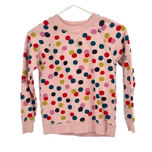 Hanna Andersson Pink Polka Dot Crew Neck Sweatshirt Sz Girls 8 - Picture 1 of 6