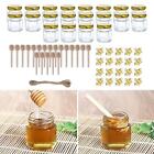 20x Small Glass Jars 1.5oz with Wooden Dippers, Bee Pendants, and Decorative