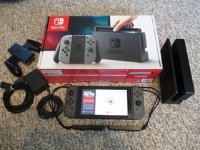 Nintendo Switch System 32GB Console w/Gray Joy-Cons in Box +Charger + Dock