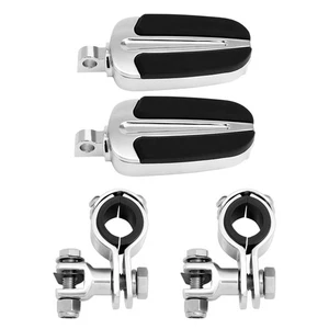 1" & 1.25" Engine Guard Crash Bar Footpegs Bracket Set For Harley Touring Models - Imagen 1 de 6