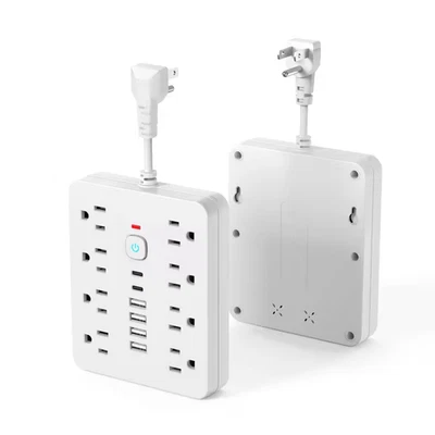 14-in-1 Wall-Mounted Power Strip - C Port  Surge Protection - USB - Touch Switch - Image 1 of 4