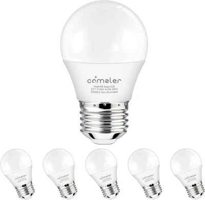 Small Light Bulb 6 Watts Warm White Light 2700K, 60 Watts Globe Light Bulb Equiv - Image 1 of 4