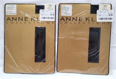 Lote De Colección De 2 Pantimedias Anne Klein Negro Control Transparente Talla C Nuevo De Lote Antiguo Foto 1 de 4