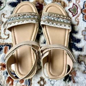 Sandalias de alpargata para niñas deslumbrantes con puntera abierta delantera correa para el tobillo talla 4 - Imagen 1 de 8