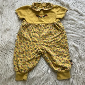 Vintage 90er Gymboree gelb Blumen Strampler Outfit Einteiler Baby Mädchen 6-12 Monate - Bild 1 von 9