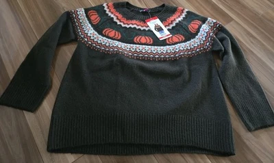 NUEVO CON ETIQUETAS Marrón Calabaza Otoño Fair Isle Suéter Camisa Top XS vince Camuto Viral Halloween Foto 1 de 4