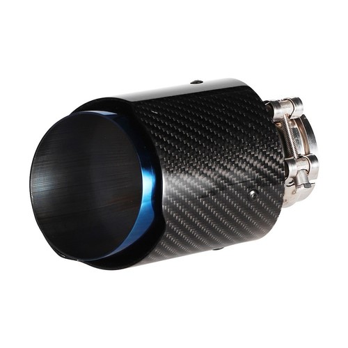 DEWIN Car Exhaust Tip - Stainless Steel Straight Pipe 63-101mm, Glossy Carbon Fiber, 16.8cm Length For Universal Car & Motorcycle