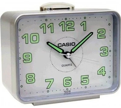 Casio Analog Quartz Snooze Beep Alarm Clock (Silver) TQ218-8D - Image 1 of 4