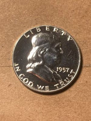 1957 Franklin meio dólar - Prova - Como mostrado! (#1824) - Imagem 1 de 4
