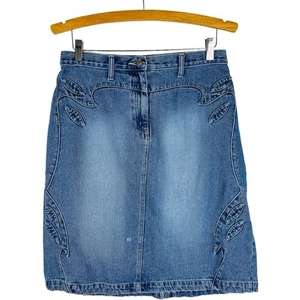 Vintage blau Denim Midi 90er Western Y2K Jeansrock 12 - Bild 1 von 6
