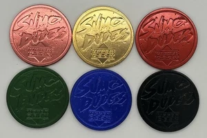 Set di 6, vintage, ponte superiore, pog/slammer Sumo Dudes, 6 colori diversi - Foto 1 di 5