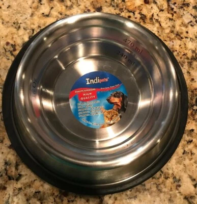 Tigela de medição de capacidade de aço inoxidável para cães/gatos Indipets pequena até 16 onças - Imagem 1 de 3