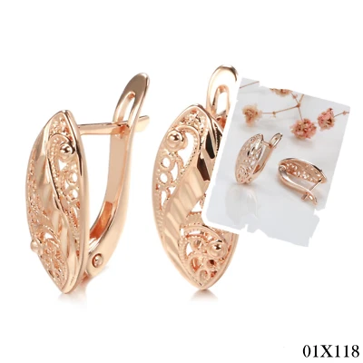 Luxus Damen Ohrringe 585 Rose Gold mit Hohlmuster für Frauen im kalten Stil, Oh - Bild 1 von 4