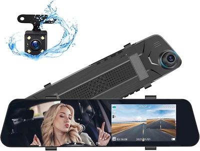 4.5" Mirror Dash Cam Backup Camera 1080P FHD Front and Rear View Mirror Camera f - Image 1 of 4