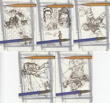 ASH 1997 DYNAMIC FORCES COMPLETE ARTIST SKETCH INSERT CARD SET 1 - 5