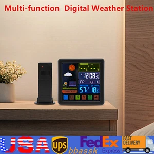 Black Wireless Digital Indoor Outdoor Weather Station+3 Channel, Touch Screen. - Picture 1 of 12