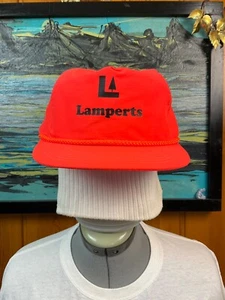 Lamperts Lumber Hardware Store Neon Orange SnapBack Trucker Hat Baseball Brimmed - Picture 1 of 8
