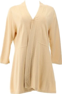 Cárdigan Suéter Isaac Mizrahi Chevron Stitch Swing Caqui Crujiente L Nuevo sin Etiquetas (873) Foto 1 de 4