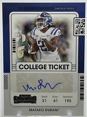 💥MATAEO DURANT AUTO ROOKIE 2022💥PANINI CHRONICLES CONTENDERS AUTO ROOKIE RC🔥 - Image 1 of 2