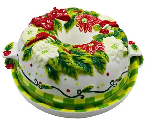 Juego de 3 piezas Temp-tations de Tara Holiday Wreath Bundt tapa y plato de pastel - Imagen 1 de 6