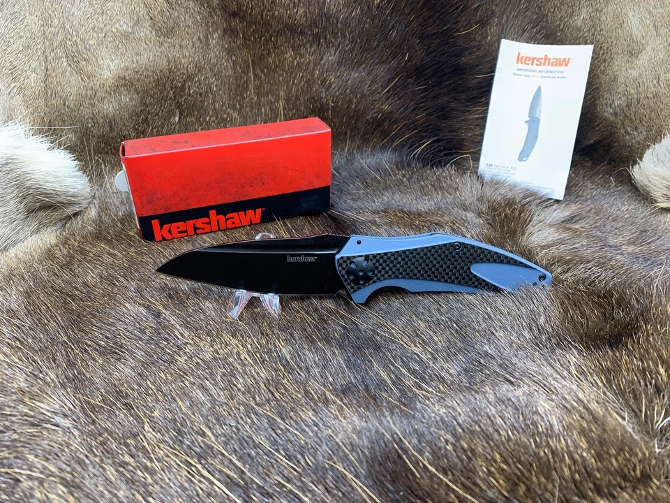 Kershaw 7008CFBLK Natrix XL Flipper Knife With Blue/Carbon Fiber Handles Mint - Image 1 of 4