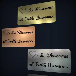 TÜRSCHILD NAMENSSCHILD KLINGELSCHILD IN EDELSTAHL-, KUPFER- ODER GOLDOPTIK - Bild 1 von 6