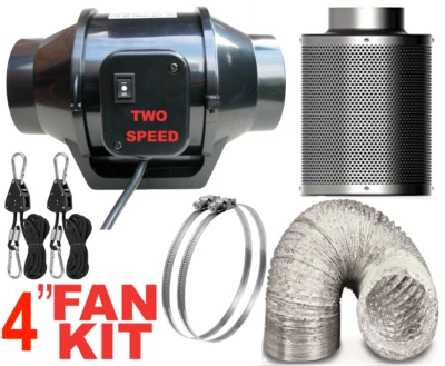Fan Kit ventilation exhaust extraction 2 speed fan, filter duct, rope ratchets - Image 1 of 4