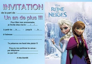 5 ou 12 cartes invitation anniversaire Reine des neiges réf 01 avec/sans env - Picture 1 of 2