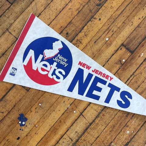 Vintage 90's ~ NEW JERSET NETS ~ Official NBA ~ Multi-Color Felt Wall Pennant Cover